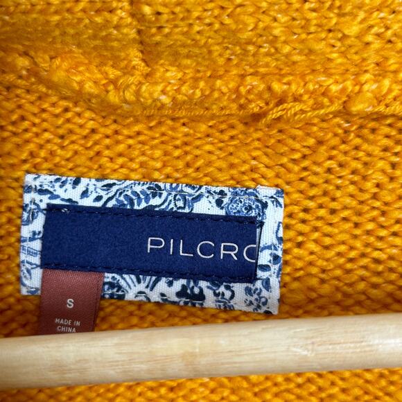 ANTHROPOLOGIE x PILCRO Cable Knit Shawl Cardigan Sweater Mango Sz S {VV15} - Picture 5 of 6